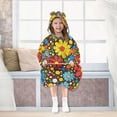 thumbnail image 7 of FORMRS Wearable Blanket Hoodie with Sleeves for Kids Cozy Flannel Sweatshirt, Cartoon Flowers, 7 of 7