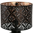 thumbnail image 4 of Northlight Round Iron Table Lamp with Laser-Cut Floral Shade - 19" - Black and Copper, 4 of 6
