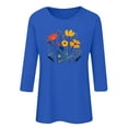thumbnail image 6 of Runfenguu Western Graphic Tees For Women Funny T Shirts Ladies' Fashion Floral Printed Round Neck 3/4 Sleeve T-Shirt Shirt Sleeve Round Neck Top/Shirt, 6 of 6