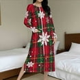 thumbnail image 6 of Tnhcen Women's Winter Christmas Plaid Nightgown with Pockets Loose-Fitting Zip-Up Sleepwear Long Sleeve Robe with Shoulder-Strap Sleeves for Holiday Season (S-2XL) Multiple Colors Available, 6 of 9