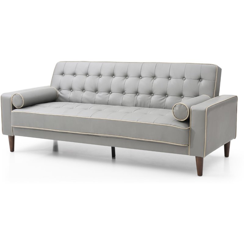 Glory Furniture Andrews Faux Leather Sleeper Sofa in Gray