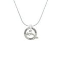 thumbnail image 2 of Delight Jewelry Silvertone Antiqued Dolphin Laugh Ring Charm Necklace, 18", 2 of 4