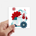 thumbnail image 1 of Contrast-Colour Gear Clock House Illustration Sticker Square Waterproof Stickers Wallpaper Car Decal, 1 of 1