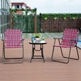 thumbnail image 3 of Gymax Set of 6 Patio Folding Web Chair Set Portable Beach Camping Chair Red, 3 of 8