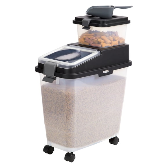 Mighty Tuff Ensemble de Rangement pour Nourriture pour Animaux à Roulettes de 3 Pcs avec Couvercle et Contenant à Friandises de 5 Lb