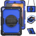 thumbnail image 1 of Case for iPad Air 3rd Generation 2019/iPad Pro 10.5 Inch 2017 with Screen Protector, 360 Degree Rotating Kickstand Hand Strap Heavy Duty Shockproof Cover with Shoulder Strap, Dark Blue PC, 1 of 7