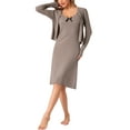 thumbnail image 2 of INSPIRE CHIC Women's Pajamas Lingerie with Shrug Spaghetti Strap V Neck Knee Length Night Dress L Brown, 2 of 6