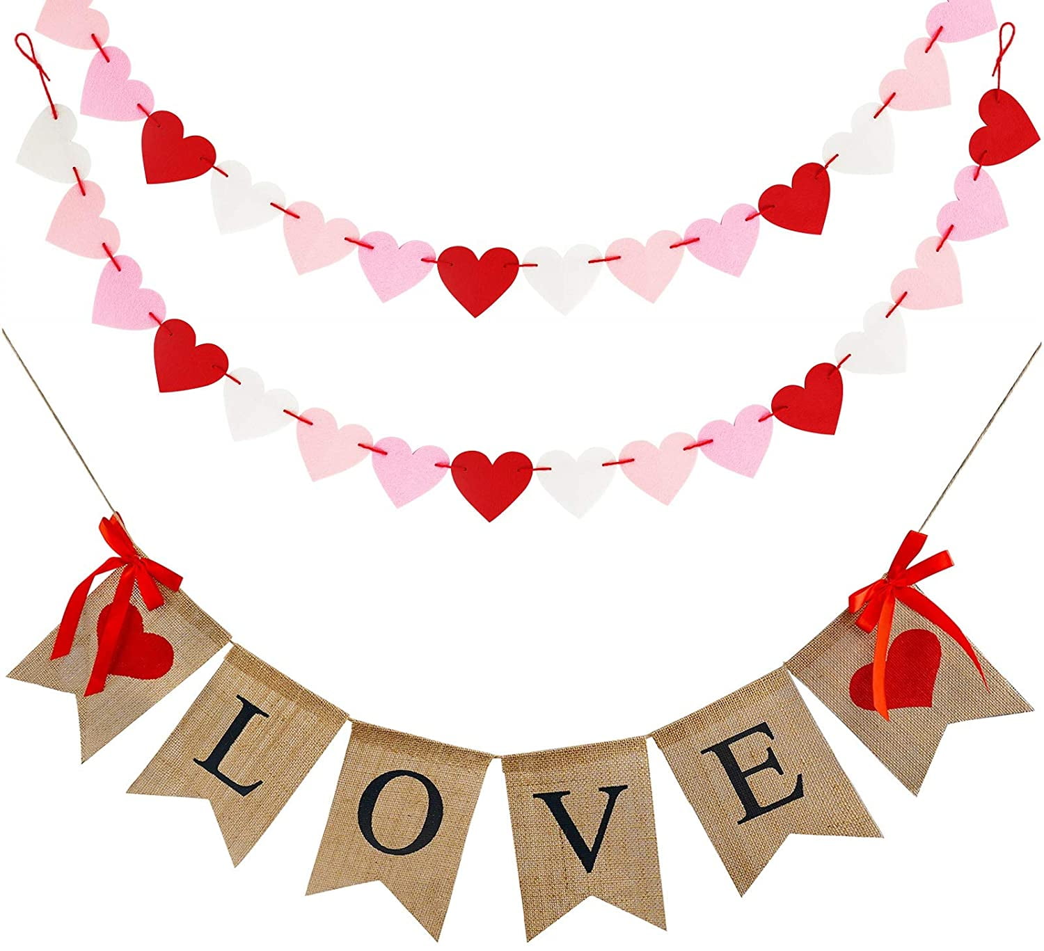 Valentine's Day Burlap Banner, Valentine Day Décor for Home, Rustic Love Hanging Banner Decor for Mantle Fireplace Wall, Decorations Pre-Assembled - No DIY Required Sale 12517