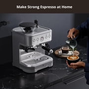 Espresso Machine with Built-in Grinder,Italian ULKA 15 Bar Espresso Machine - 85oz Water Tank, Dual PID Control, Milk Frother & Auto-Cleaning for Perfect Lattes and Cappuccinos