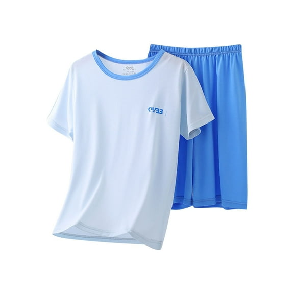 Auroural Boys Clothes Sets Size 13 Summer Children's Conditioned Clothing Short Sleeved Shorts Two-piece Set For Boys And Home Clothes Pajamas 3-16 Years