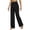 Black, variant on Stylish Loose Solid Color High Waist Straight Leg Pants with Pockets Womens Soft Comfortable Elastic Waisted Basic Sports Leisure for Daily Commuter Wear White XL
