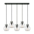 thumbnail image 4 of Innovations Lighting  Newton Sphere - 5 Light 8" Cord Hung Linear Pendant Seedy/Matte Black, 4 of 5