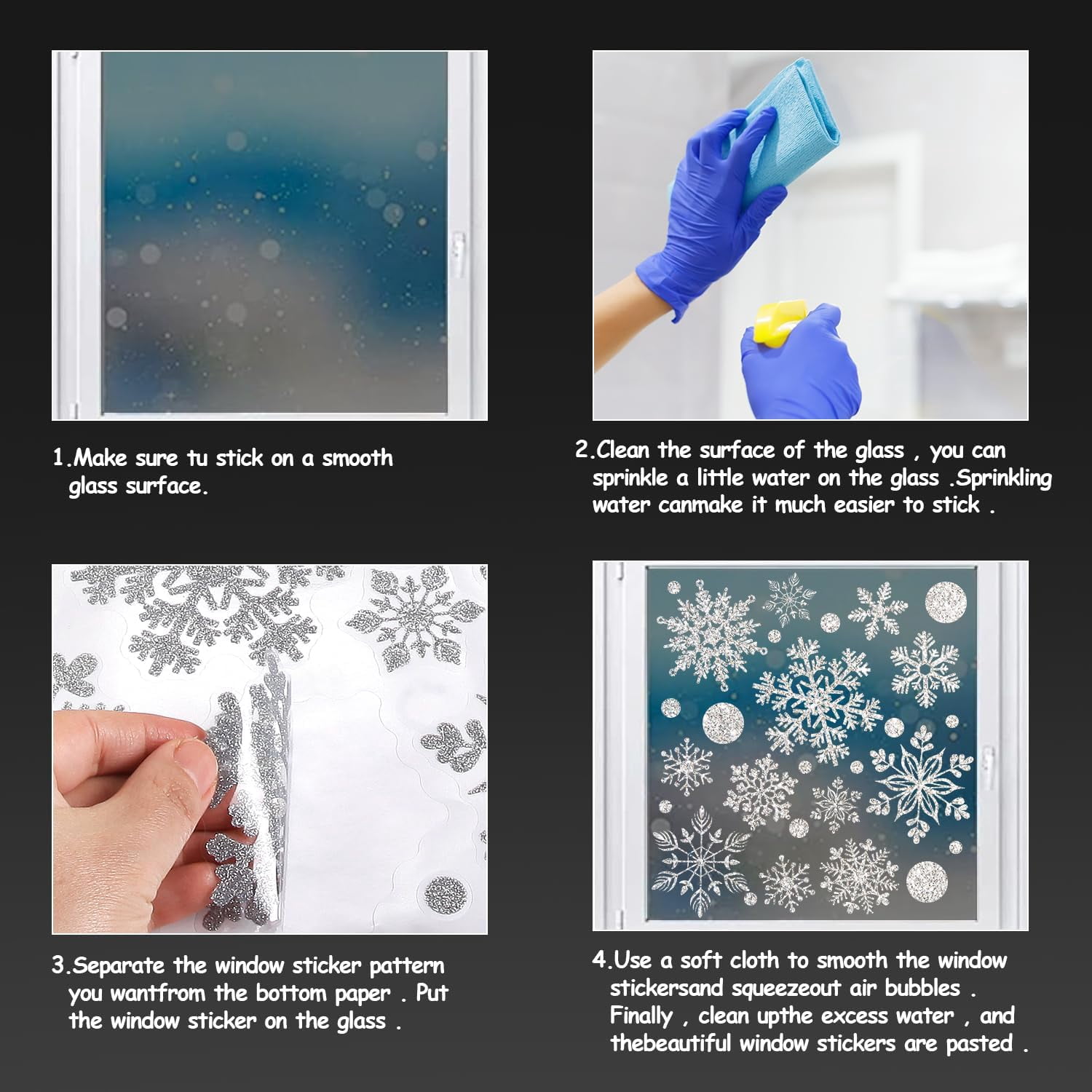​Glitter Snowflake Window Stickers 186PCS Christmas Sparkling Snowflake Window Clings Winter Wonderland Decorations Farmhouse Rustic Xmas Snowflake Decorations for Home School Christmas Party