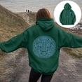 thumbnail image 2 of Xudanell Teen Girls Hoodie Coconut Tree Print Sweatshirt for Women Comfortable Loose Fit Light Sweaters for Women Dark Green L, 2 of 7