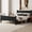 Black, variant on Queen Size Flat Panel Bed with Headboard & Footboard, Minimalist Modern Platform Bed with Wood Grain Finish, Shaker & Farmhouse Style, 11.5" Under-Bed Storage, Dark Walnut