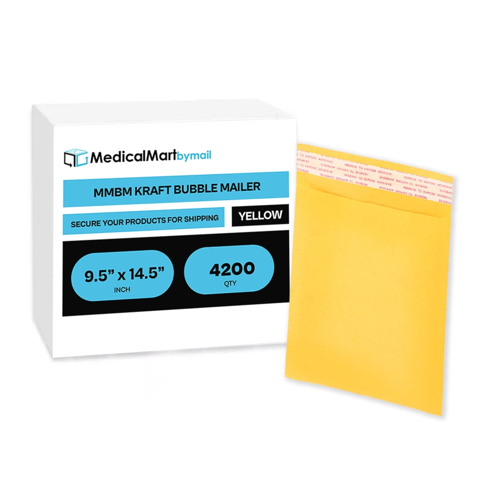 SSBM #4 Yellow Kraft Bubble Mailers 9.5" x 14.5" Lightweight Self Adhesive for Office Shipping Purpose 4200 Pieces