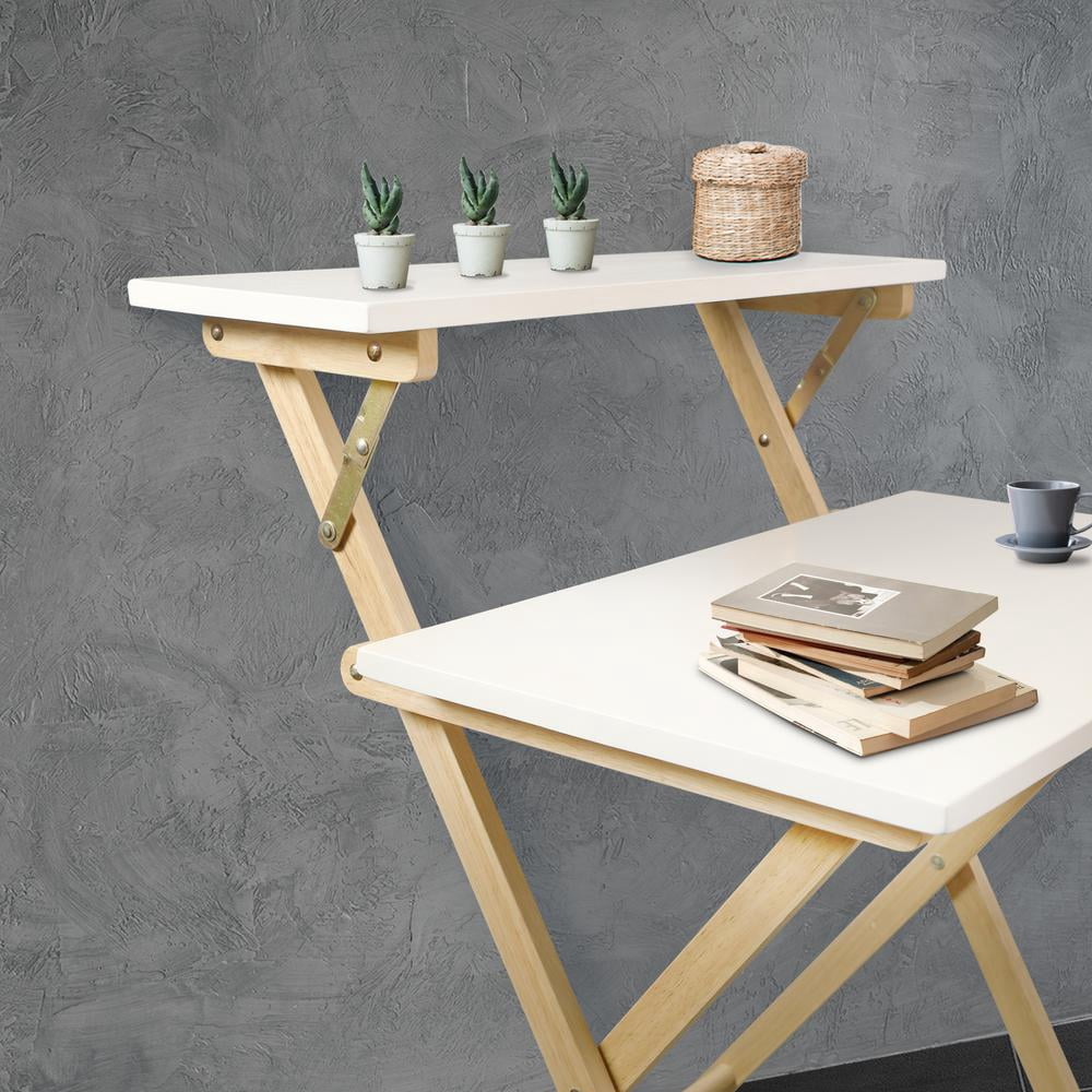 Casual Home Solid Wood 2-tier Folding Laptop Working Desk