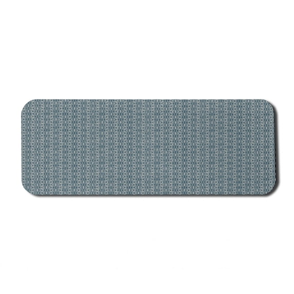 Vintage Computer Mouse Pad, Antique Motifs with Petal Silhouettes and Curlicues Traditional Composition, Rectangle Non-Slip Rubber Mousepad Large, 31" x 12", Dark Teal Eggshell, by Ambesonne