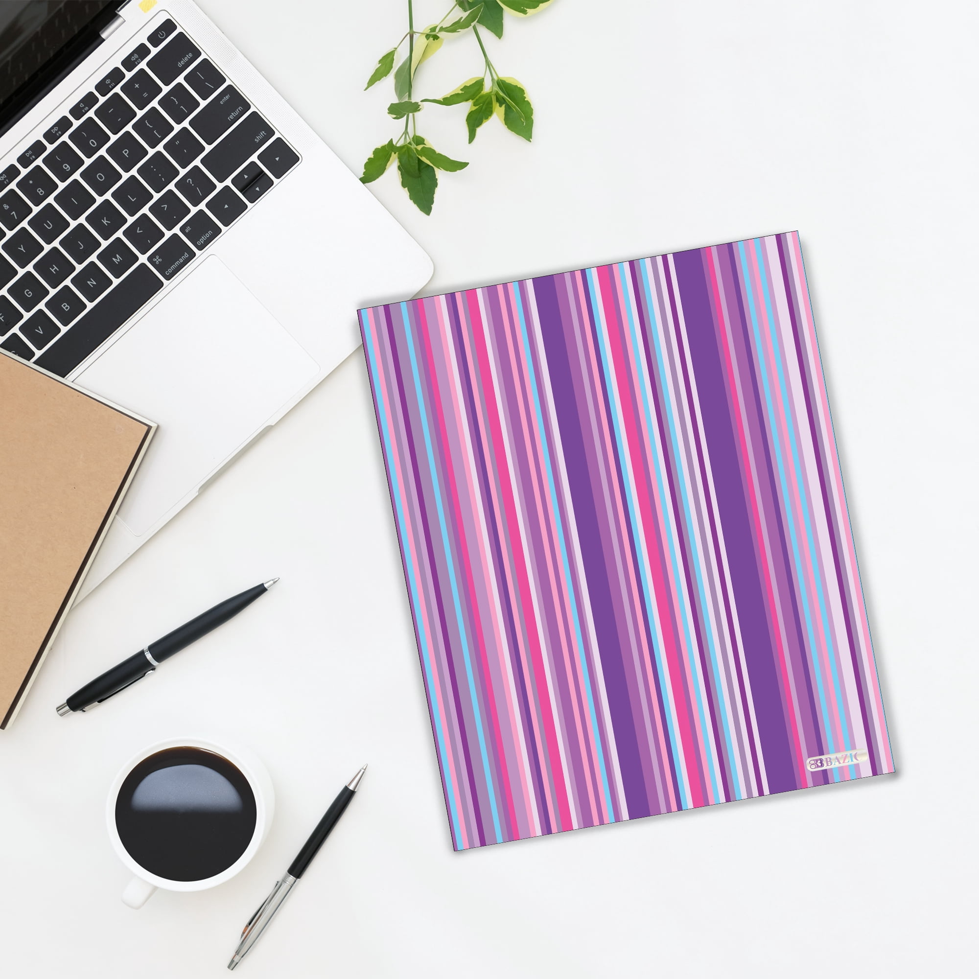 BAZIC 2 Pockets Poly Folder, Stripes Portfolio, Document Folders, 48-Pack
