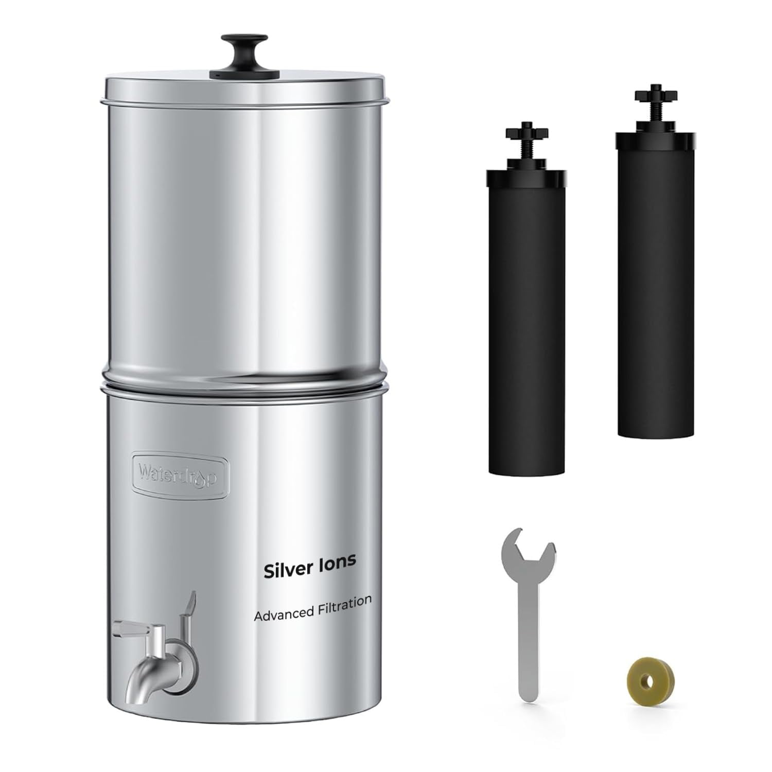 Waterdrop WD-TK-FS 2.25-Gallon Stainless Steel Gravity Water Filter System – No Electricity Needed