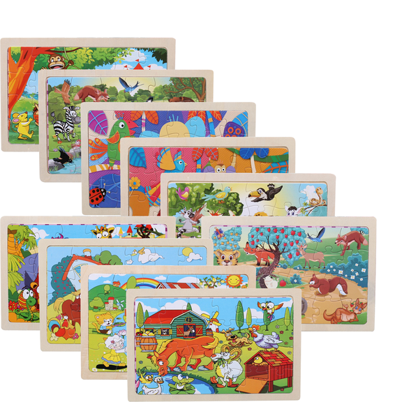 Wooden Jigsaw Puzzles, Stocking Stuffers Montessori Educational Learning Toy, Preschool Fine Motor Sensory Play Toy, Christmas Birthday Holiday Gift for Toddler Boys Girls Ages 3 and Up