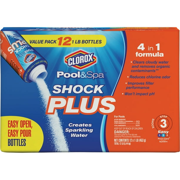 Clorox Pool&Spa Shock Plus 1lb Bottle Pool Shock, 12Pack