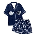 thumbnail image 3 of CONROSES Womens Halloween Pajama Set 2 Peice Hallowmas Pjs Skeleton Graphic Short Sleeve Buttons Tops Shorts Loungewear Sets Cozy Nightwear Sleepwear, 3 of 3