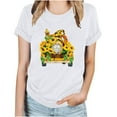 thumbnail image 2 of WREESH Women's Summer T-Shirts Fashion Round Neck Short Sleeve with Loose Graphic Print White, 2 of 5