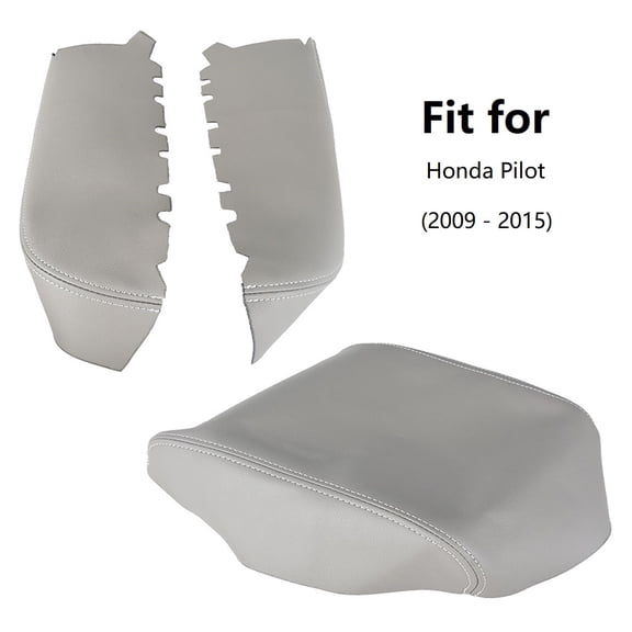 Center Console Armrest Lid Cover & Front Door Armrest Panel Trim Covers, Gray Leatherette, Suitable for Honda Pilot (2009-2015)