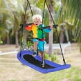 thumbnail image 2 of Costway Saucer Tree Swing Surf Kids Outdoor Adjustable Oval Platform Set w/ Handle Blue, 2 of 9