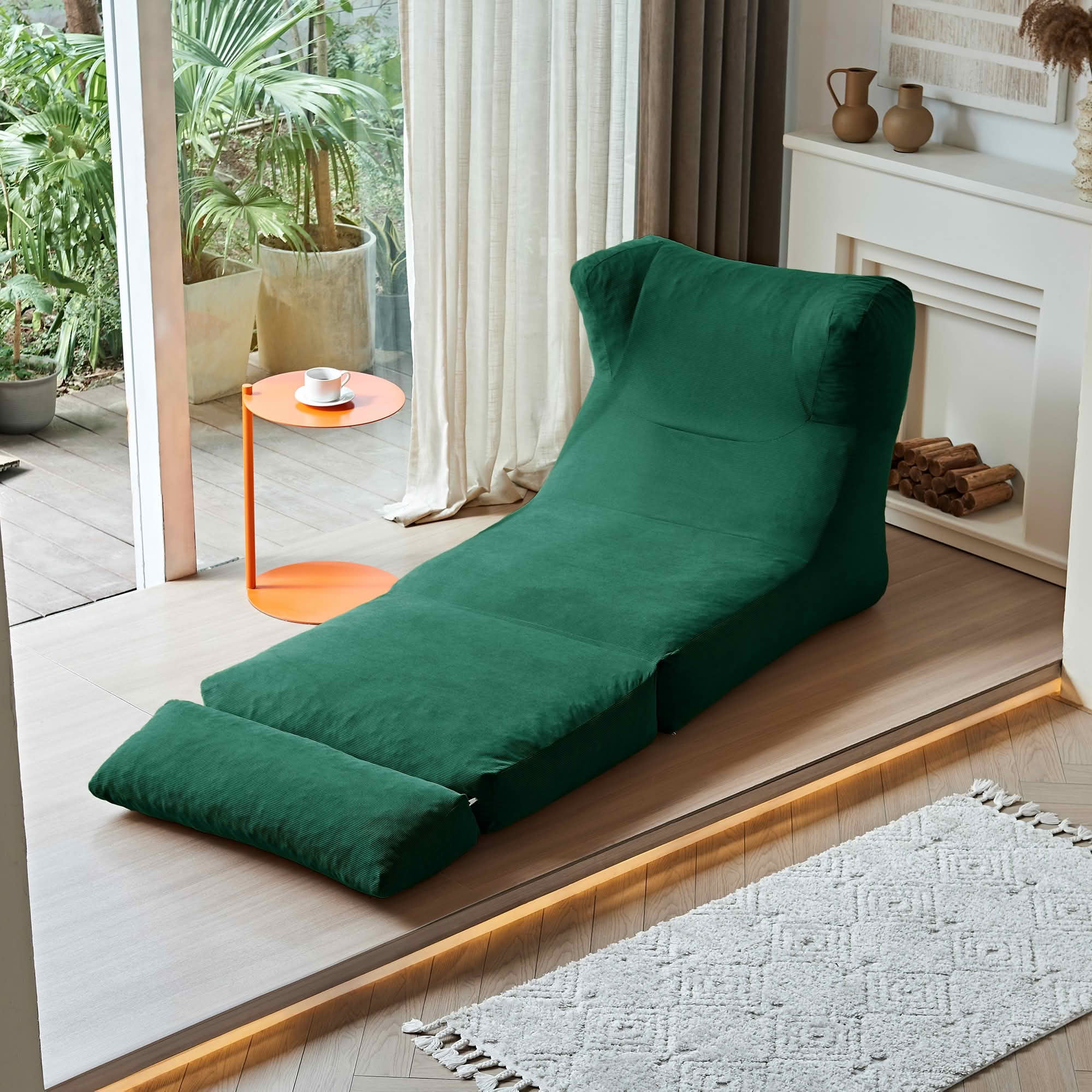 MAYEERTY Cloud Sofa 2-in-1 Foldable Sleeper Chair, Corduroy Washable Cover, High-Density Foam, Compressed Packaging for Small Apartments & Studies，Green