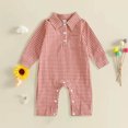 thumbnail image 2 of JFOPQVSM Newborn Baby Boy Girl Checkered Romper Long Sleeve Zipper Jumpsuit Cotton Blend,Footless,Newborn Infant Toddler Fall Winter Clothes, 2 of 4