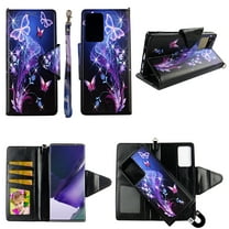 Galaxy Butterfly Case for Samsung Galaxy S20 5G Magnetic Detachable Pu Leather Wallet Cover Flap Closure and Snap-on Book Style Cases Card Holders Wrist Strap 2 in 1 Folio
