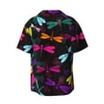 thumbnail image 2 of Gaeub Colorful Dragonflies Men's Lapel Short Sleeve Shirt, Relaxed Fit Shirt, Soft and Breathable for Outdoors Party Travel - XX-Large, 2 of 7