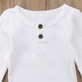 thumbnail image 5 of WIBACKER Newborn Unisex Baby Romper Infant Solid Ribbed Long Sleeve Bodysuit 1Pcs, 5 of 7