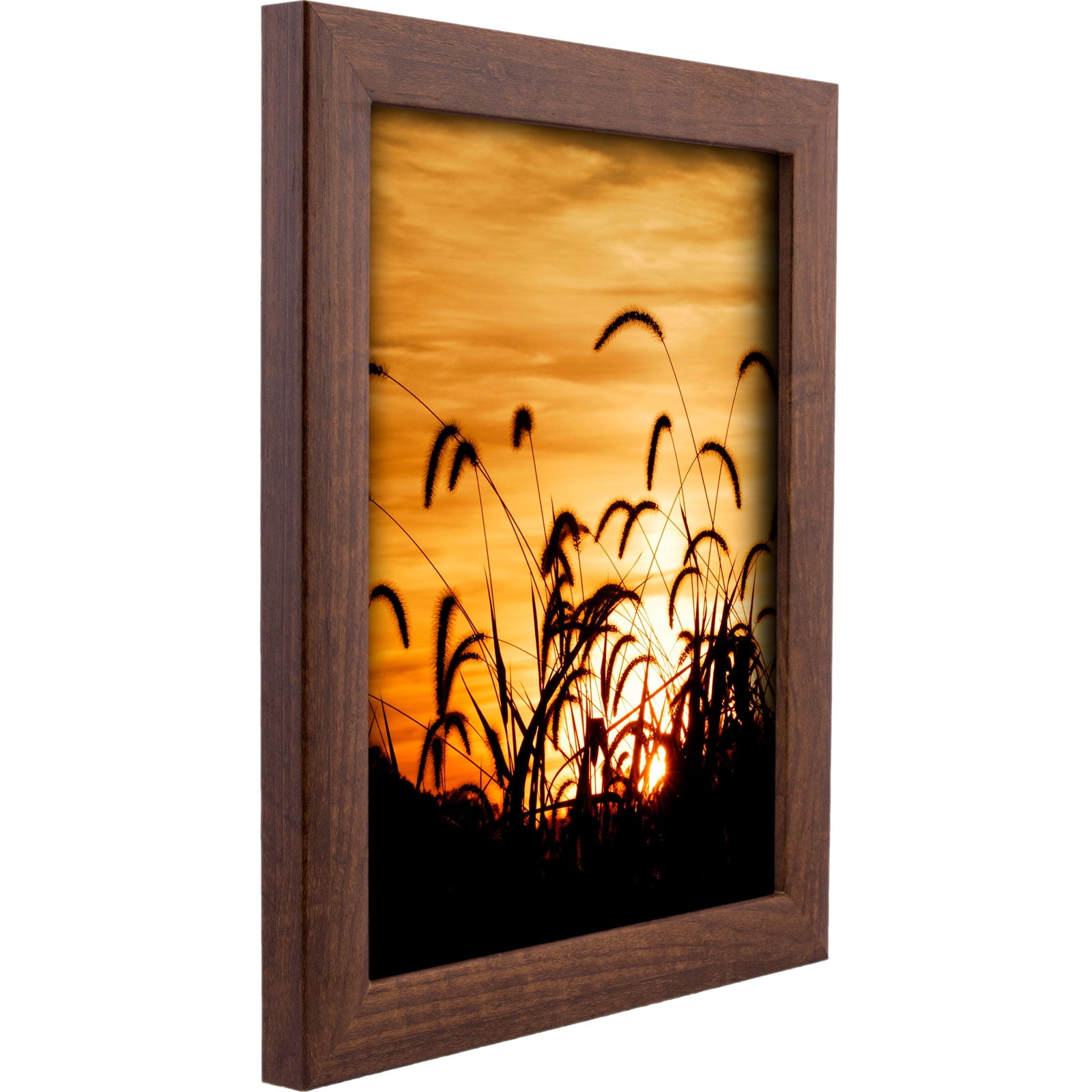 23247616 11x14 Walnut Brown Picture Frame Matted to Display a 8x10 Photo 