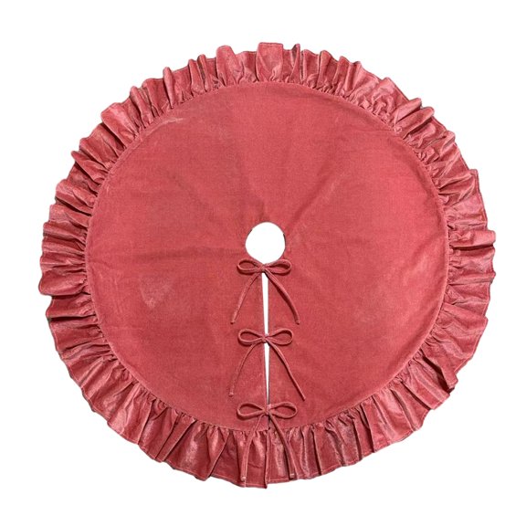 Ruanlalo Velvet Christmas Tree Skirt 48 Inch Ruffled Holiday Tree Skirt Rustic Xmas Tree Decoration Soft Festive Tree Apron for Cozy Celebrations