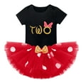 thumbnail image 3 of IBTOM CASTLE Toddler Baby Girls Cake Smash First Birthday Outfits Polka Dots Romper Tulle Dress Mouse Ear Princess Clothes 2 Years Black + Red Dots, 3 of 8