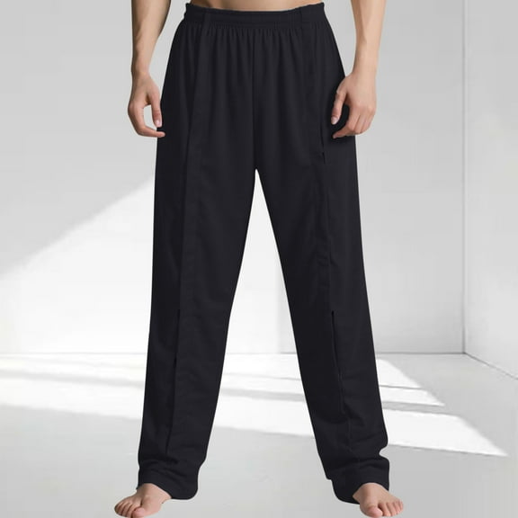 Donemore Men's Solid Color Hook-and-Loop Easy Wear Supportive Bed Care Summer Breathable Long Pants,Comfortable Medical Recovery Pants,Convenient Nursing Trousers Design