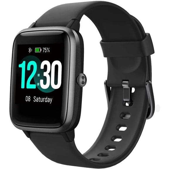 Timoom 1.3 inch Black Aluminum Case with Black Silicone Band