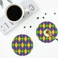 thumbnail image 5 of Disketp Mardi Gras Funny Coasters,4 Pcs Leather Coasters With Holder, Perfect Housewarming Hostess Gifts,Protect Furniture From Water Marks Scratch And Damage, 5 of 9