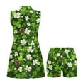 thumbnail image 5 of COEQINE Ladybird and Shamrock Print Tennis Dress for Women V-Neck Sleeveless Athletic Dresses with Pockets and Shorts Zip Up Soft 2 Pieces Golf Outfits for St. Patrick's Day, S, 5 of 7