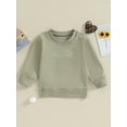 thumbnail image 2 of Bagilaanoe Baby Girl Boy Casual Sweatshirt Toddler Long Sleeve Letter Embroidery Pullover 6M 12M 18M 24M 3T 4T Kids Fall Loose Tee Tops, 2 of 8