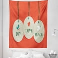 thumbnail image 1 of Christmas Tapestry, Joy Love and Peace Words Pendants Merry Christmas Holiday Celebration Theme, Fabric Wall Hanging Decor for Bedroom Living Room Dorm, 5 Sizes, Vermilion Cream, by Ambesonne, 1 of 1