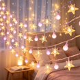 thumbnail image 4 of Christmas Crystal Ball String Lights 10FT 20 LED Battery Operated Pink Fairy Lights for Indoor Holiday Mantel Party Decor, 4 of 6