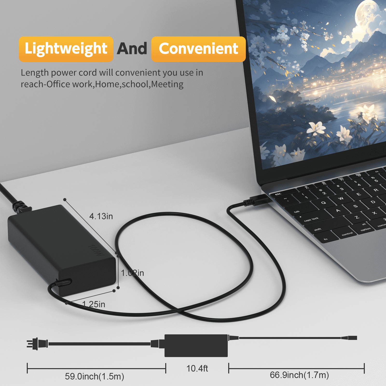 100W USB C Charger Fast Universal Laptop Charger Compatible with Lenovo, Lenovo ThinkPad, Google Series Type C Power Cord
