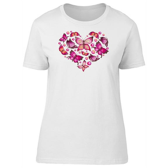 Heart Made Of Pink Butterflies T-Shirt Women -Image by Shutterstock, Female XX-Large