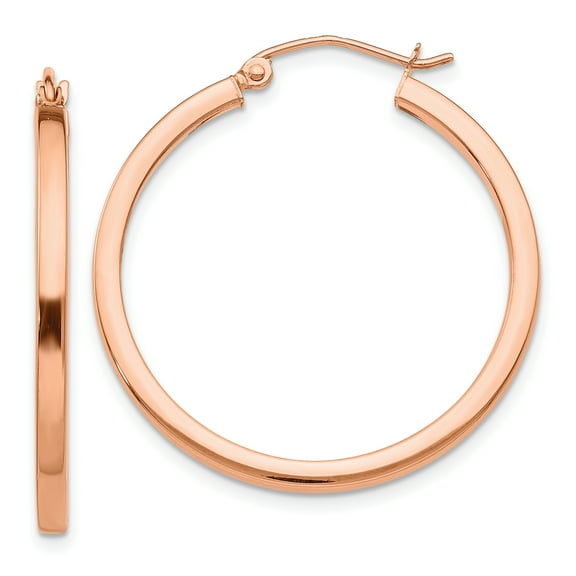 Primal Gold 14 Karat Rose Gold Lightweight Square Tube Hoop Earrings