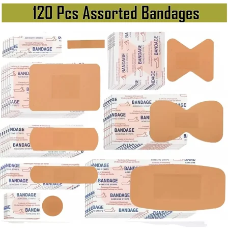 Pack of 120 Sterile Assorted Adhesive Bandages For Outdoor First Aid