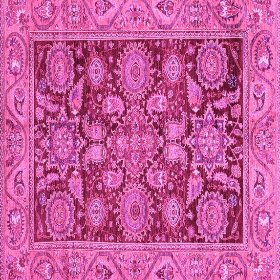 Ahgly Company Indoor Square Oriental Pink Traditional Area Rugs, 5' Square